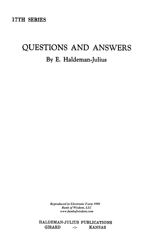 Questions And Answers, Vol. 17.